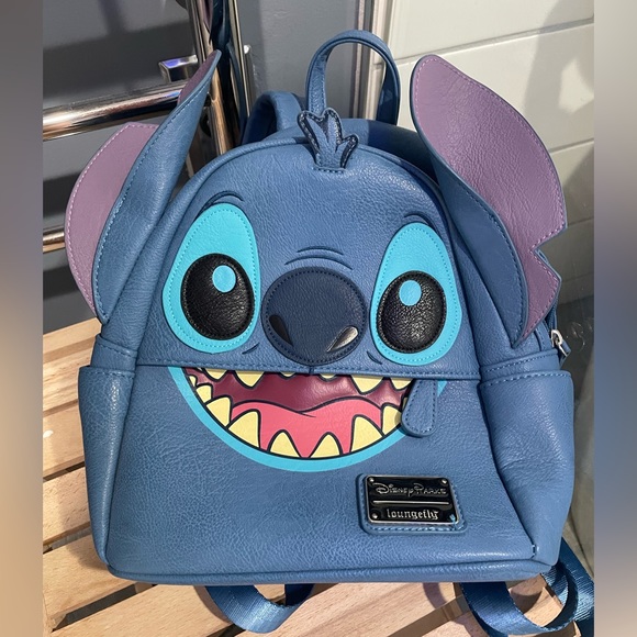 Loungefly Rare Stitch Backpack Blue lilo disneyland disney parks Mini - Picture 3 of 5